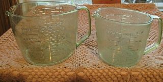 Rare Rubbermaid Vtg Measuring Cups 2 Cup & 4 Cup Avocado Green See Thru 1970 