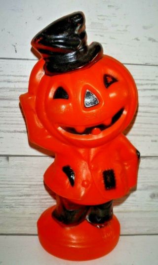 1969 Empire 14 " Jol Pumpkin Man Top Hat Halloween Blow Mold Night Light W/ Cord