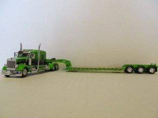 Dcp 1/64 Scale W - 900 Kenworth Midroof Lime Green & Black With Lime Green Lowboy
