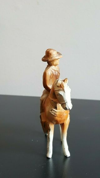 Vintage Antique Cast Metal Cowboy On Horse Children ' s Toy 4