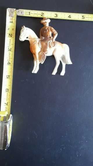 Vintage Antique Cast Metal Cowboy On Horse Children ' s Toy 7
