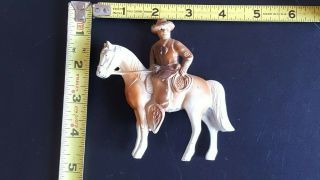 Vintage Antique Cast Metal Cowboy On Horse Children ' s Toy 8