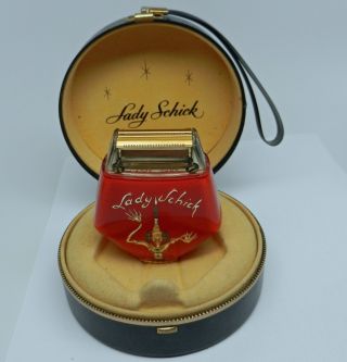 Vintage Lady Schick Red Electric Shaver Razor W/box Model 10 Egyptian Design