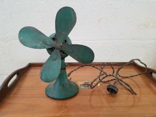 Vintage Small Electric Green Shop Fan 10 In.
