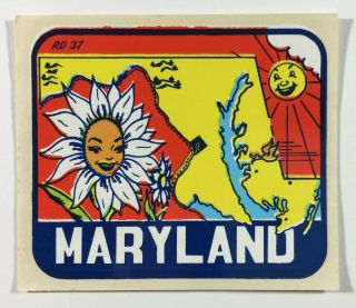 Vintage Maryland State Decal Transfer Sticker Auto Travel