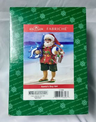 Santa’s Day Off Fabriche Santa Kurt S.  Adler W/original Box Tropical Christmas