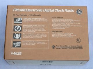 NOS Vintage General Electric GE 7 - 4625 AM/FM Digital Clock Radio - 2