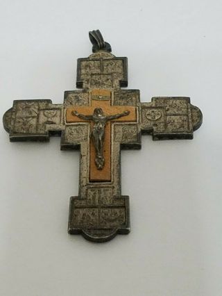Antique Catholic Crucifix Pendant With Pope Piux Vii Rome