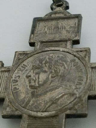 Antique Catholic Crucifix Pendant With Pope Piux VII Rome 7