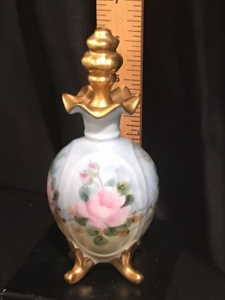Porcelain Vintage Perfume Bottle Hand Painted Footed