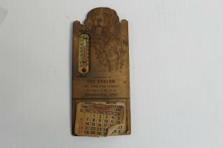 Vintage 1944 The Avalon Calendar Thermometer Advertising Dog Rickardsville Iowa