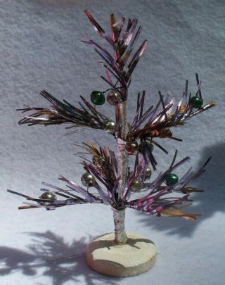 Vtg Japan Purple Tinsel Mercury Bead Glass Christmas Tree Decoration B1 Putz B1