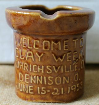 Vtg 1958 Uhrichsville & Dennison Ohio Clay Week Sewer Pipe Tile Pottery Folk Art