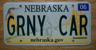 Single Nebraska License Plate 2014 Vanity Plate Message - Grny Car (granny Car)