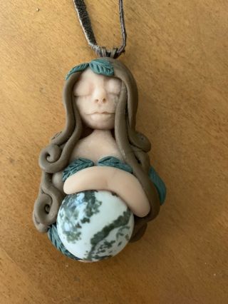 Pagan Goddess Fertility Tree Agate Prayer Ritual Pregnancy Wicca Necklace