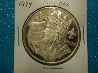 Silver Mardi Gras Doubloon, .  999 - 1974 Krewe Of Rex