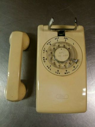 Vintage Western Electric At&t 554bmp Wall Rotary Dial Phone Telephone,  Tan Beige