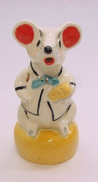 Adrian Pottery Pie Bird Vent Adorable Mouse W/cheese Gold Accents
