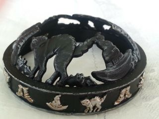 Yankee Candle Halloween Illuma Lid Witch Black Cat Hat Shoes Metal Topper Htf