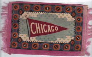 1910 College Felt Blanket With Fringe Tobacco University Chicago 8 1/2 X 4 1/2 "