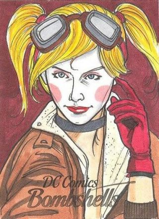 2017 Cryptozoic Dc Comics Bombshells Lc Campello Sketch Card Harley Quinn Rare