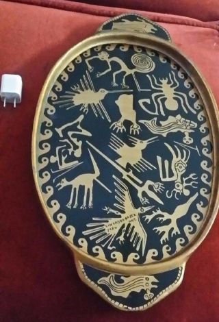 proof of Aliens Nazca Lines animals on Gold tray from Peru rare collectable 3