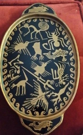 proof of Aliens Nazca Lines animals on Gold tray from Peru rare collectable 5