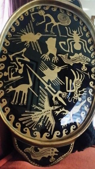 proof of Aliens Nazca Lines animals on Gold tray from Peru rare collectable 7