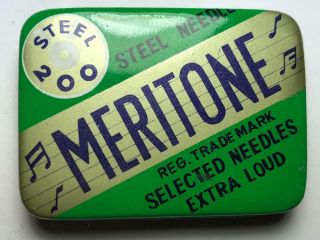 Vintage Meritone Extraloud Tone 78 Rpm Gramophone Needle Tin 39
