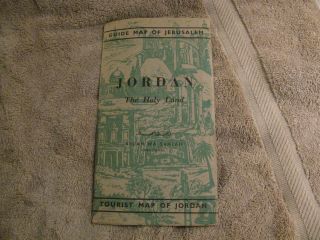 1953 Tourist Map Of Jordan & Old City Jersalem,  Palestine,  Folds 16 1/4 X 23 1/4