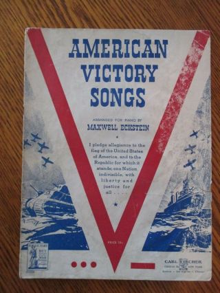 Vintage WWII Voices of Victory Phonograph Record & American Victory Songs Sheet 2