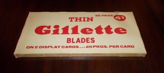 Vintage Gillette Nos Box Of 2 Red Razor Blade Store Displays