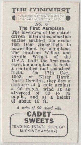 1903 Wright Brothers First Aeroplane Flight Kitty Hawk Vintage Ad Trade Card 2