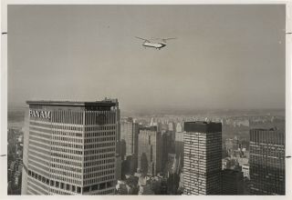 Large Vintage Photo - York Airways Boeing Vertol Over Nyc