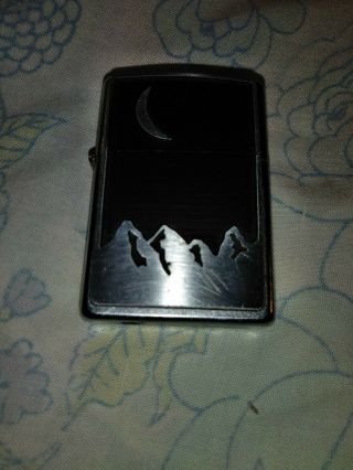 2000 Zippo Lighter With Moon And Mountains
