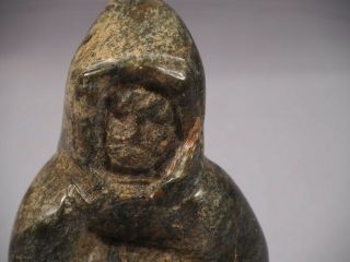Inuit Native American Soapstone Carving Figurine Man Sii Ashoona Signed Canada
