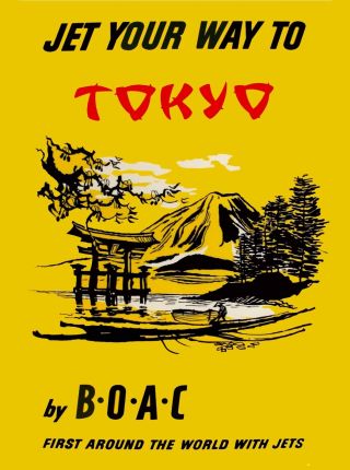Jet To Tokyo Japan Vintage Japanese Airlines Travel Advertisement Poster