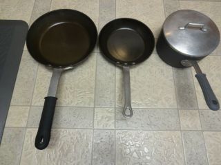 Magnalite Ghc Usa Hard Anodized 11 " & 9 " Skillet & 3 Qt Sauce Pan & Lid Ex.  Cond