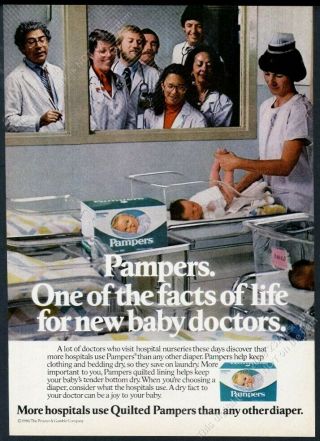 1981 Pampers Diapers Baby Hospital Nurse Photo Vintage Print Ad