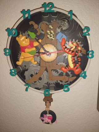 Pooh & Friends Animated Musical Wall Clock Tigger Piglet Box & Instuctions