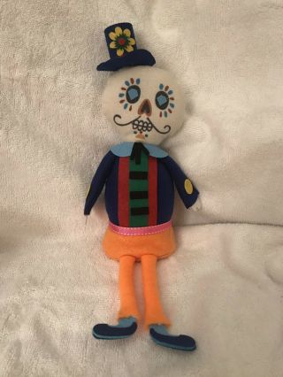 Day Of The Dead Sugar Skull - Dia De Los Muertos Felt Doll Shelf Sitter