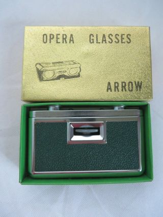 Vintage Arrow Opera Glasses Crystar Lens 25x Made In Japan Box Green 110