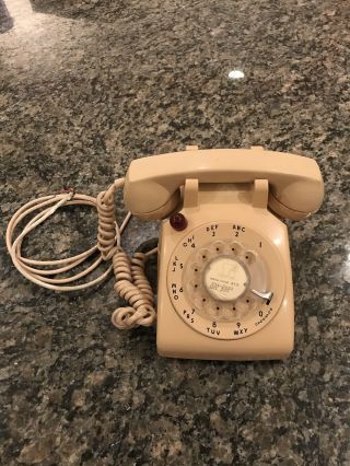 Vintage Beige Itt Rotary Dial Desk Office Telephone Phone