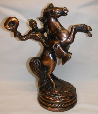 Rodeo Cowboy On Rearing Horse Metal Statue Copper Finish Gladys Brown Edwards?