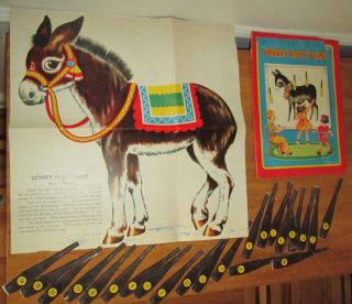Vtg 50s Pin The Tail On The Donkey Party Complete Game Japan Bold Colors
