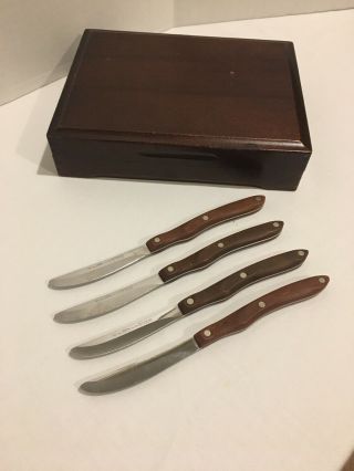 Set Of 4 Vintage Mahogany Cutco Steak Knives Pat.  2147079 Box 59