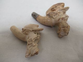 Two Antique Bearded Men Clay Pipe Bowls