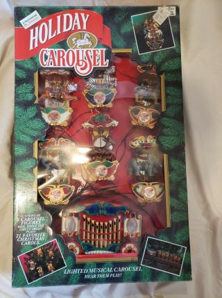 Mr Christmas Holiday Carousel Circus Organ Plays 21 Christmas Carols 3 Figures