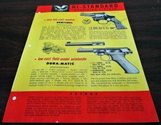 Vintage 1950s Hi - Standard Precision Pistols Dealer Advertising Price Brochure Z2