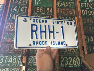 Vintage 1980 Rhode Island Ocean State License Plate Vanity Rhh – 1 R.  I.